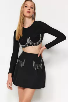 Блузка Trendyol укороченная, черный