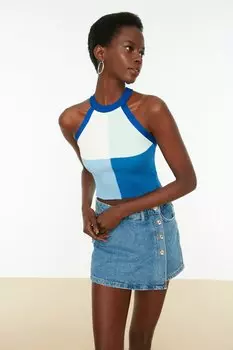 Блузка Trendyol укороченная, синий