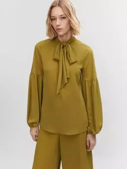 Блузка Тюльпан Mango, темно-зеленый