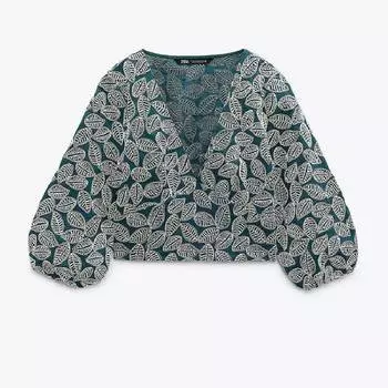 Блузка укороченная Zara, зеленый