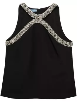 Блузка, украшенная кристаллами Prada, черный