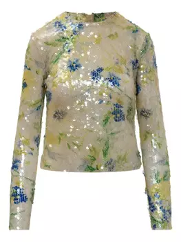 Блузка, украшенная пайетками MSGM, желтый