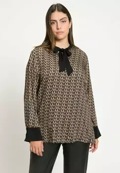 Блузка Ulla Popken, коричневый/светло-желтый