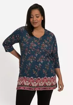 Блузка Ulla Popken с коротким рукавом, темно-синий