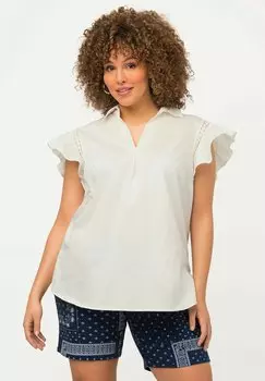 Блузка Ulla Popken с короткими рукавами, белый