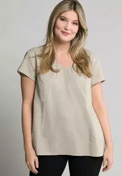 Блузка Ulla Popken с круглым вырезом, бежевый