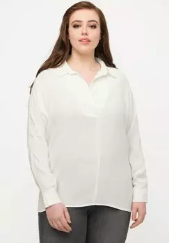 Блузка Ulla Popken с отложным воротником, белый