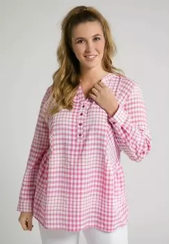 Блузка Ulla Popken в клетку, розовый