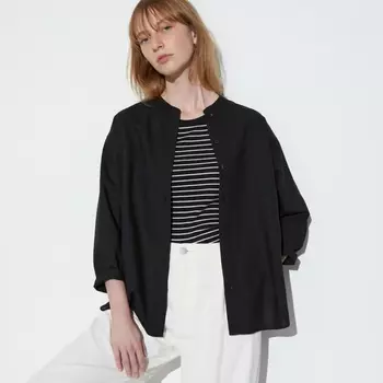 Блузка Uniqlo Rayon Long, черный