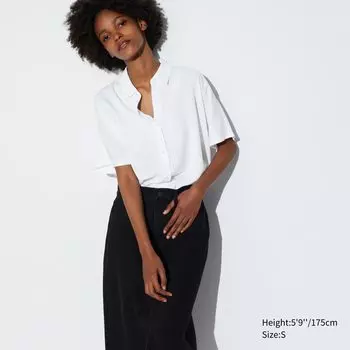 Блузка UNIQLO с короткими рукавами, белый