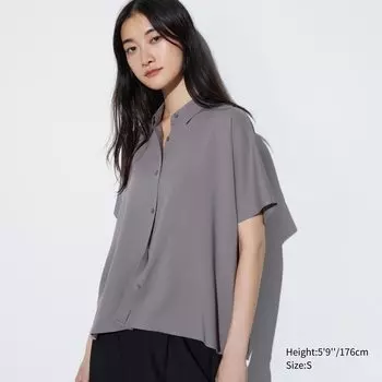 Блузка UNIQLO с короткими рукавами, серый