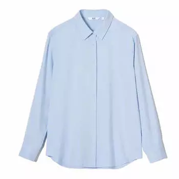Блузка Uniqlo Viscose Long Sleeved, голубой