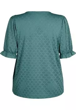 Блузка V-Neck With Hole Pattern Zizzi, зеленый