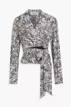 Блузка Vera из шелкового твила с запахом и эффектом пейсли DIANE VON FURSTENBERG, черный