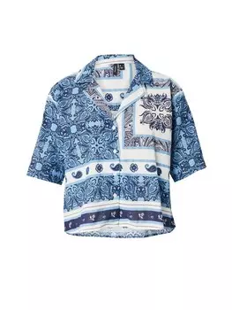 Блузка VERO MODA VMMILAN OMIA, темно-синий/светло-синий