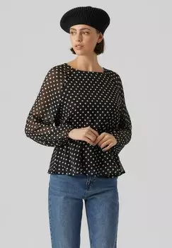 Блузка Vero Moda в горошек, черный