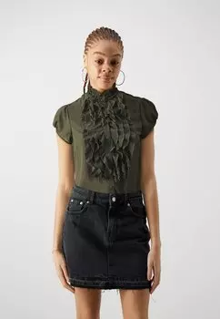 Блузка Vijulie Frill VILA, оливковый