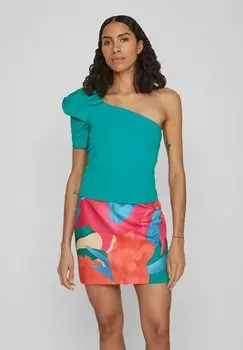 Блузка VILA на одно плечо, бирюзовый