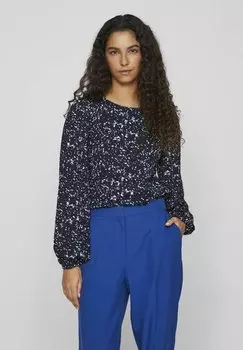 Блузка VILA OBERTEIL MIT LANGEN RMELN PRINT, цвет navy blazer