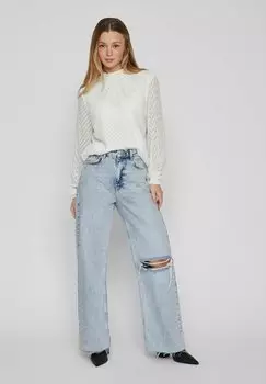 Блузка VILA с длинными рукавами и с высоким воротником, белый