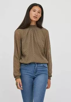 Блузка VILA с длинными рукавами и с высоким воротником, ореховый