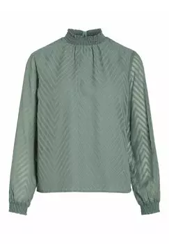 Блузка VILA с длинными рукавами и с высоким воротником, зеленый