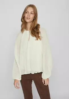 Блузка VILA со складками и длинными рукавами, бежевый
