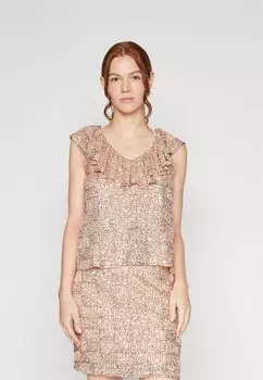 Блузка Visequins Frill VILA, цвет rose gold colourdetail:rose gold sequince