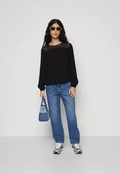 Блузка Vmlilou O Neck Detail Vero Moda, черная