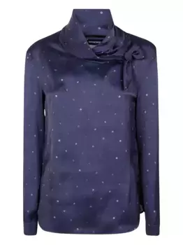 Блузка в горох с бантом EMPORIO ARMANI, синий