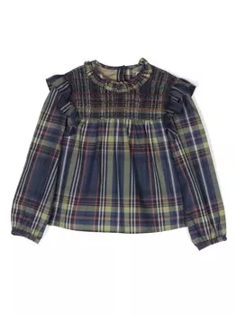 Блузка в клетку тартан Bonpoint, синий
