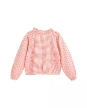 Блузка в мелкую клетку для девочки с длинными рукавами Dadati, красный