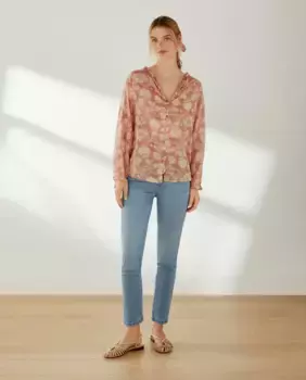 Блузка в мини-полоску с рукавами «летучая мышь» Southern Cotton, розовый