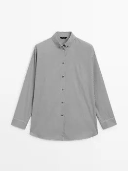 Блузка в полоску из 100% хлопка Massimo Dutti, черный