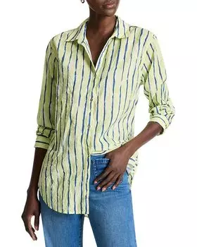 Блузка в полоску с акварельным принтом NIC+ZOE, зеленый
