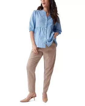 Блузка в полоску с баской для беременных Ingrid & Isabel, синий