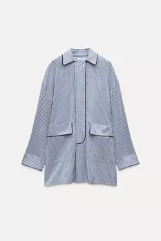 Блузка в полоску с воротником питер пэн ZARA, полосатый