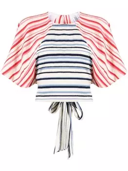 Блузка в полоску с завязками Rosie Assoulin, синий