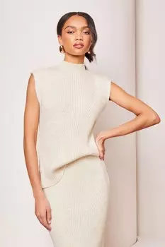 Блузка в рубчик без рукавов из мягкой ткани Lipsy, белый