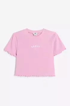 Блузка в рубчик для девочки с рюшами River Island, розовый