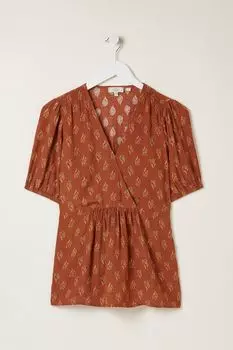 Блузка в стиле колор-блок FatFace Bella Fat Face, коричневый