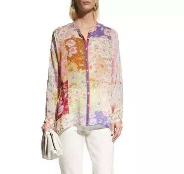 Блузка в стиле пэчворк с цветочным принтом Cosmo Lauren, разноцветная Johnny Was, мультиколор