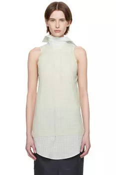 Блузка в зелено-белую клетку сзади наперед Maison Margiela