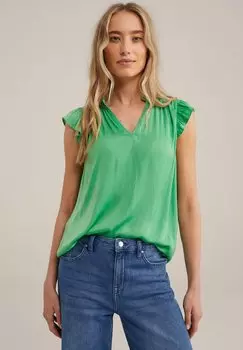 Блузка WE Fashion, зеленая
