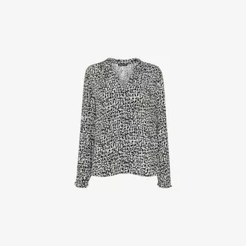 Блузка Whistles с V-образным вырезом и абстрактным принтом, черный