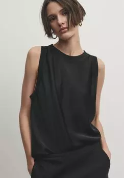 Блузка With Detail Massimo Dutti, черный