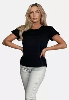 Блузка WITH FRILLS ON THE SLEEVES REGINA FASHION, цвет black