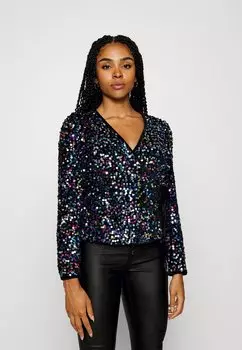 Блузка YAS НАПАЛКА С ПАЙЕТКАМИ YASKILLO, черный