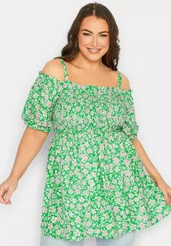 Блузка Yours Clothing с коротким рукавом, зеленый