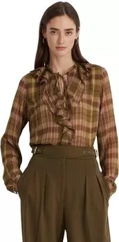 Блузка Yunstan с длинными рукавами LAUREN Ralph Lauren, цвет Olive Multi